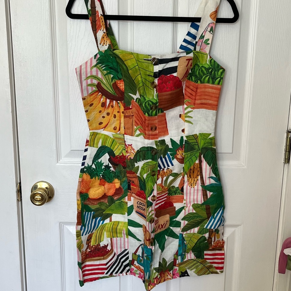Farm Rio Tropical Fair Linen Mini Dress, size small